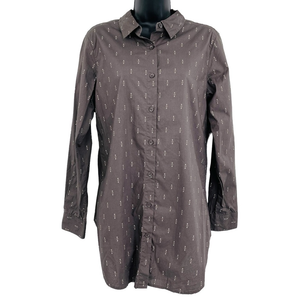 Garnet Hill organic cotton long tunic relaxed fit shirt tail hem women's size 6